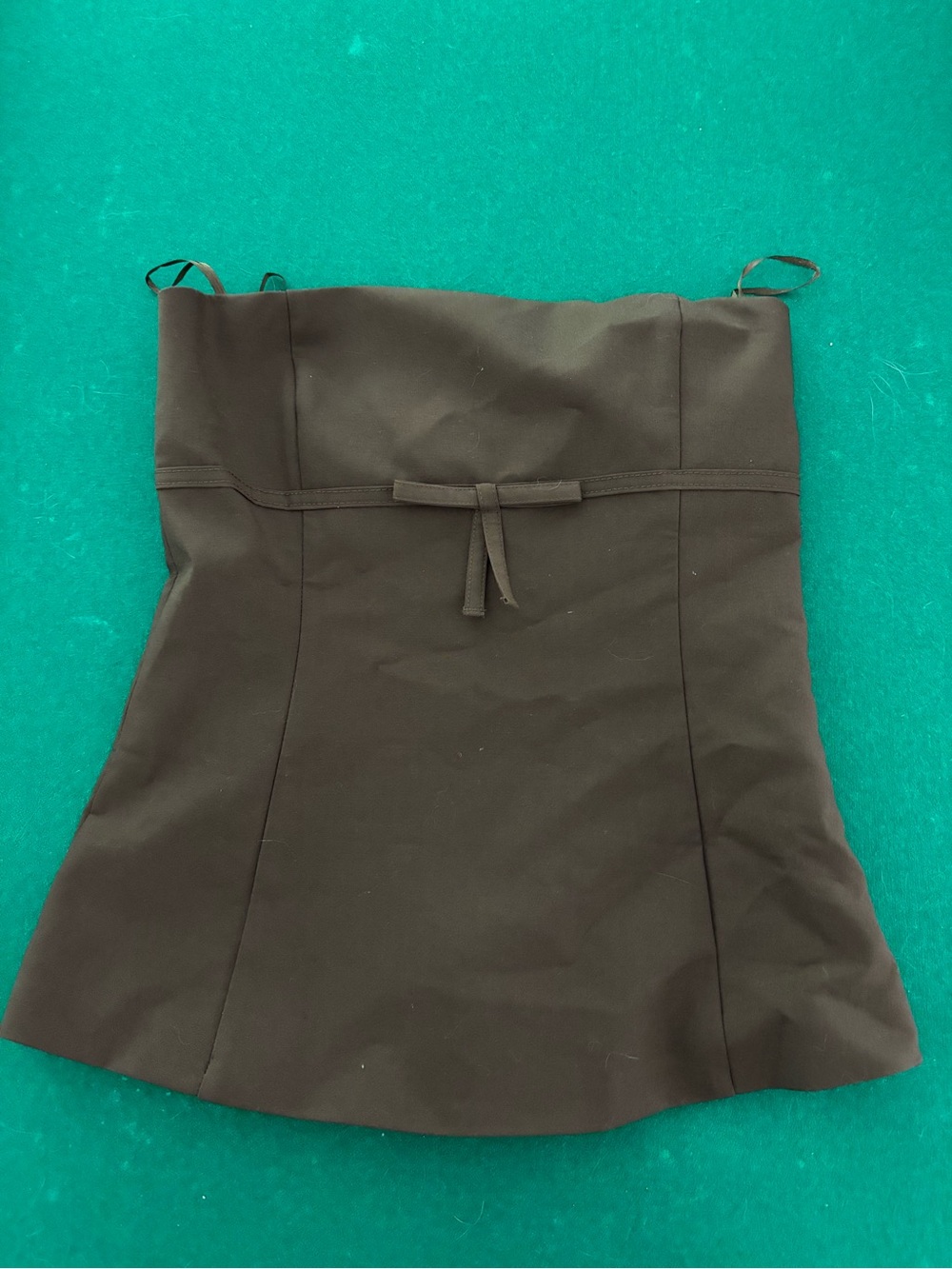 Zara Brown Strapless Bow-Accent Top